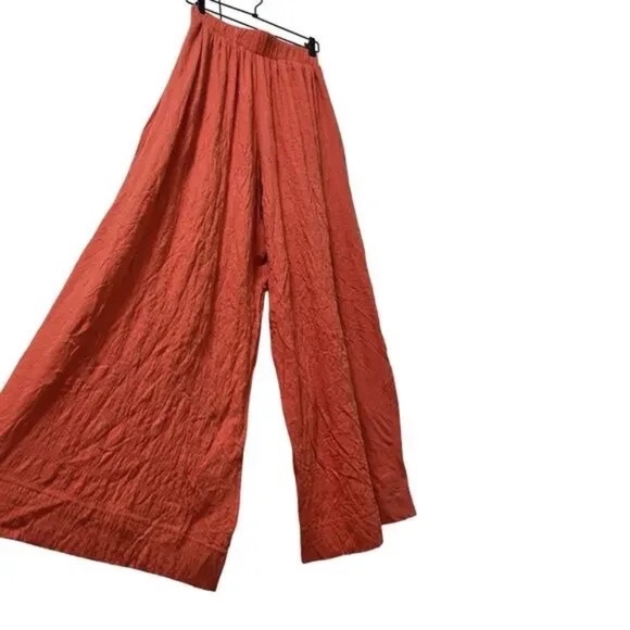 FP Free People Beach High Waist Wide Leg Long Pants Size S Orange Boho Hippie - Picture 1 of 8